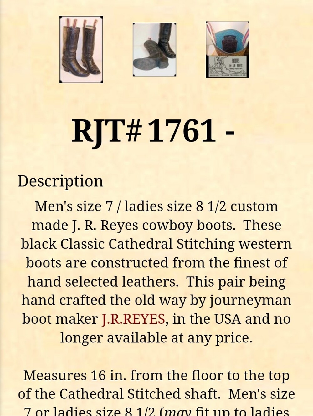 J.R. Reyes Cathedral Stitch Riding Boots - Picture 9 of 10